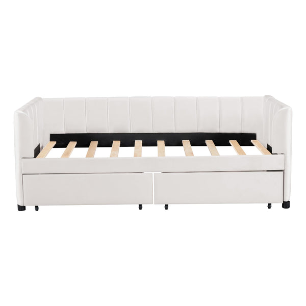 Twin Size Velvet Daybed with 2 Drawers