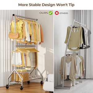 Heavy Duty Double Rod Clothes Rack