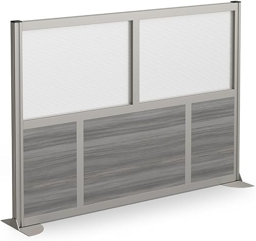 7-Panel Office Partition with Translucent Polycarbonate Inserts