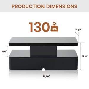 LED Coffee Table with RGB Lighting & 2-Tier Storage