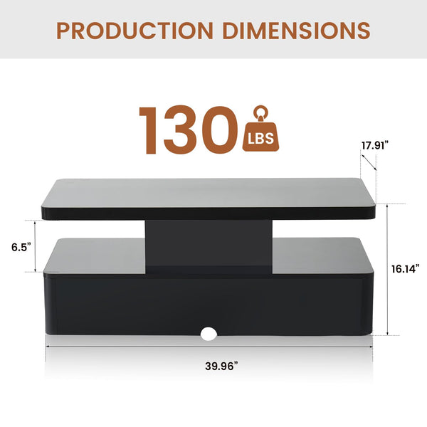 LED Coffee Table with RGB Lighting & 2-Tier Storage