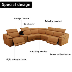 Power Recliner Sectional Sofa with Storage Console