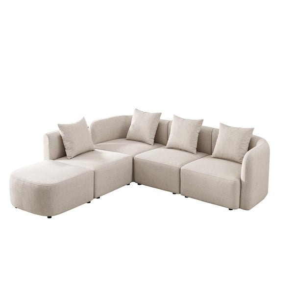 118" L-Shaped Modular Sectional Sofa with Ottoman