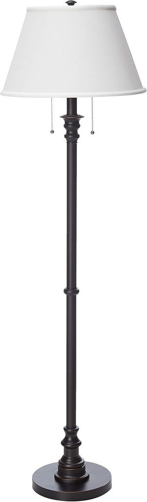 Dual-Light Pull Chain Floor Lamp – Art Deco Style, 59.5" Tall