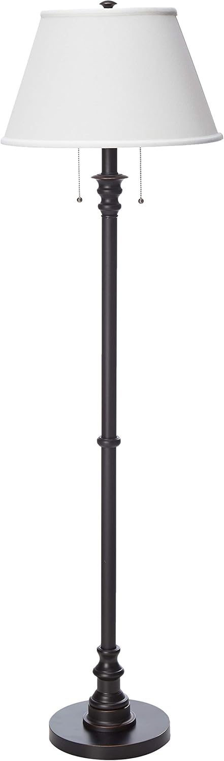 Dual-Light Pull Chain Floor Lamp – Art Deco Style, 59.5" Tall