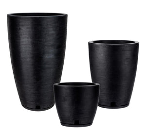 Round Plastic Plant Pots Set of 3 with Drainage Hole and Saucer