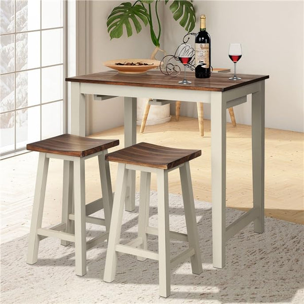 3-Piece Counter Height Bistro Table Set with Saddle Stools