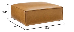 Vegan Leather Sectional Sofa Ottoman – Tan