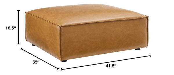 Vegan Leather Sectional Sofa Ottoman – Tan