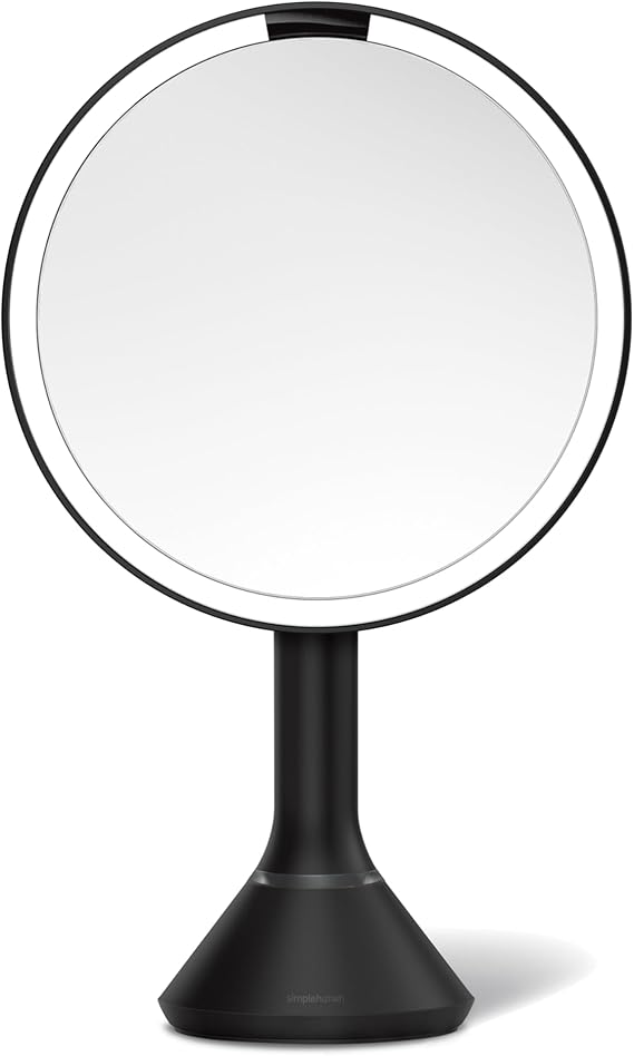 8" Round Sensor Lighted Makeup Mirror — 5x Magnification, Cordless