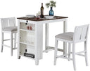 3-Piece Counter Height Dining Set with USB Charging & Storage Shelves