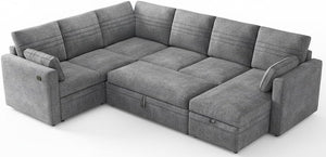 Modular Sectional Sleeper Sofa with Pull-Out Bed