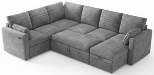 Modular Sectional Sleeper Sofa with Pull-Out Bed