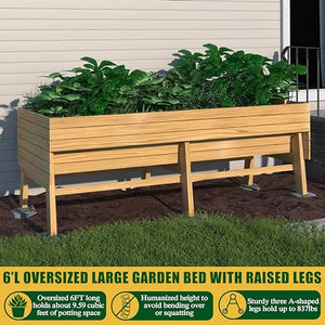 Large Elevated Cedar Raised Garden Bed with Legs & Liner