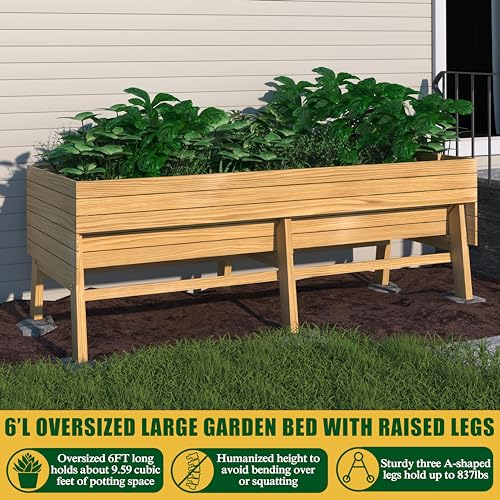 Large Elevated Cedar Raised Garden Bed with Legs & Liner