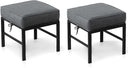 Aluminum Outdoor Patio Ottomans with Cushions, Set of 2