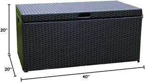 Wicker Rattan Outdoor Storage Deck Box with Steel Frame