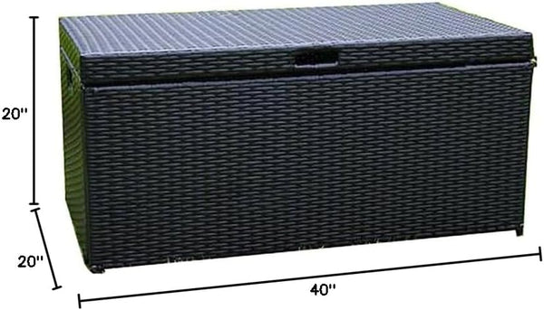 Wicker Rattan Outdoor Storage Deck Box with Steel Frame