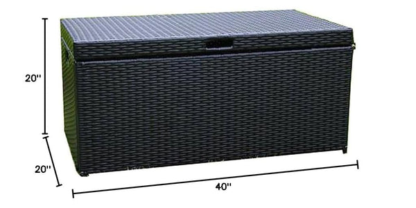 Wicker Rattan Outdoor Storage Deck Box with Steel Frame