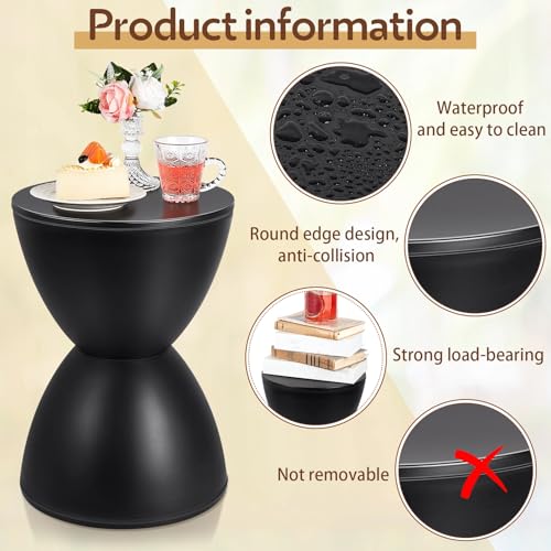 Black Hourglass Plastic Outdoor Side Table