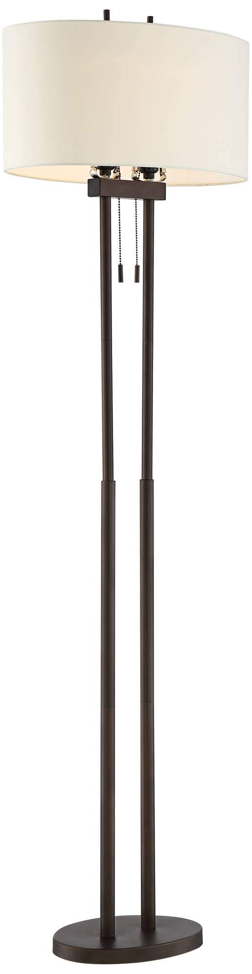 Twin Pole Floor Lamp 62" – Oil Rubbed Bronze with Oval Shade
