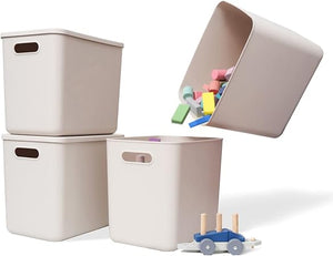 Lidded Plastic Storage Baskets 6-Pack