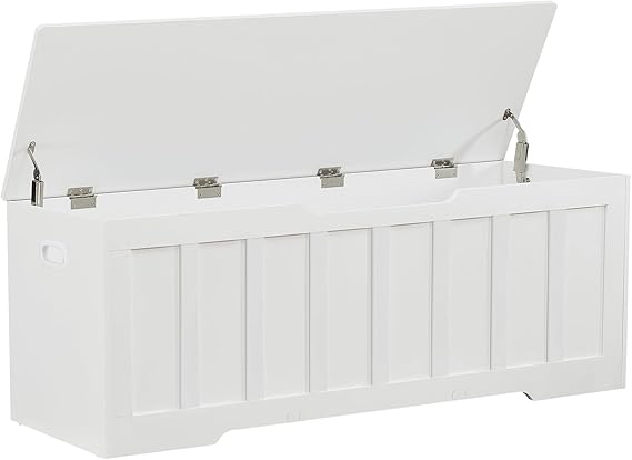 Extra Large Storage Chest Bench with Safety Hinges – 51.2" Wooden Trunk