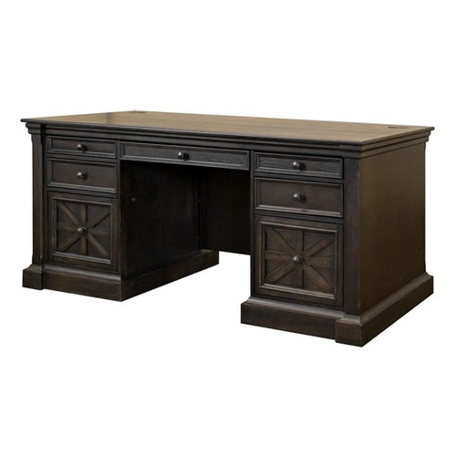 66" Wood Double Pedestal Executive Desk – Dark Brown