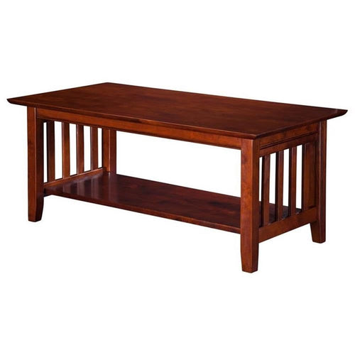 Mission-Style Solid Hardwood Coffee Table with Walnut Finish