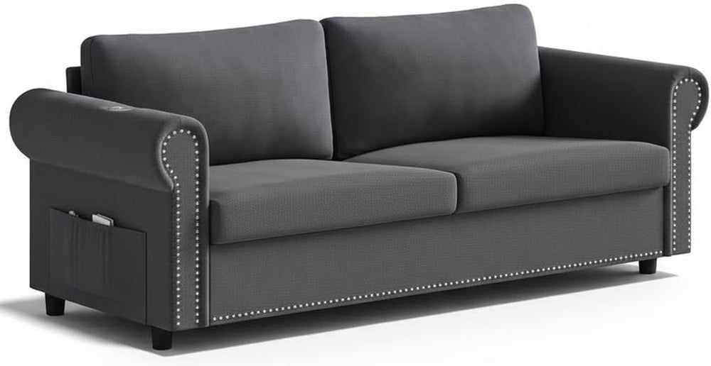 Queen Pull Out Sofa Bed with Memory Foam Mattress