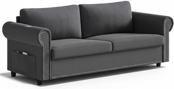 Queen Pull Out Sofa Bed with Memory Foam Mattress