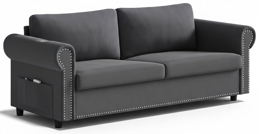 Queen Pull Out Sofa Bed with Memory Foam Mattress