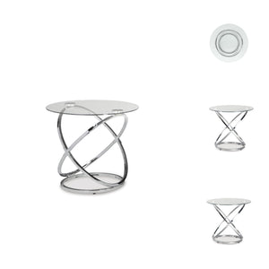 Chrome Round 3-Piece Coffee Table and End Table Set