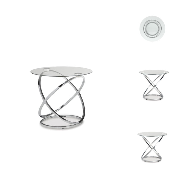 Chrome Round 3-Piece Coffee Table and End Table Set
