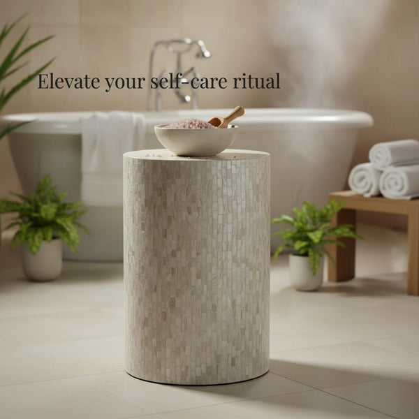 Mother of Pearl Cylinder Drum End Table