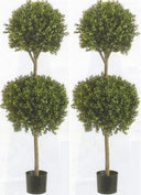 Outdoor Artificial Boxwood Double Ball Topiary Trees (Set of 2)