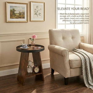Round 2-Tier Side Table with Tray Top