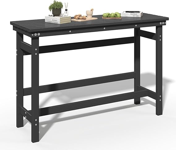 Outdoor HDPE Bar Table 41" Counter Height Rectangle Patio Bar Table
