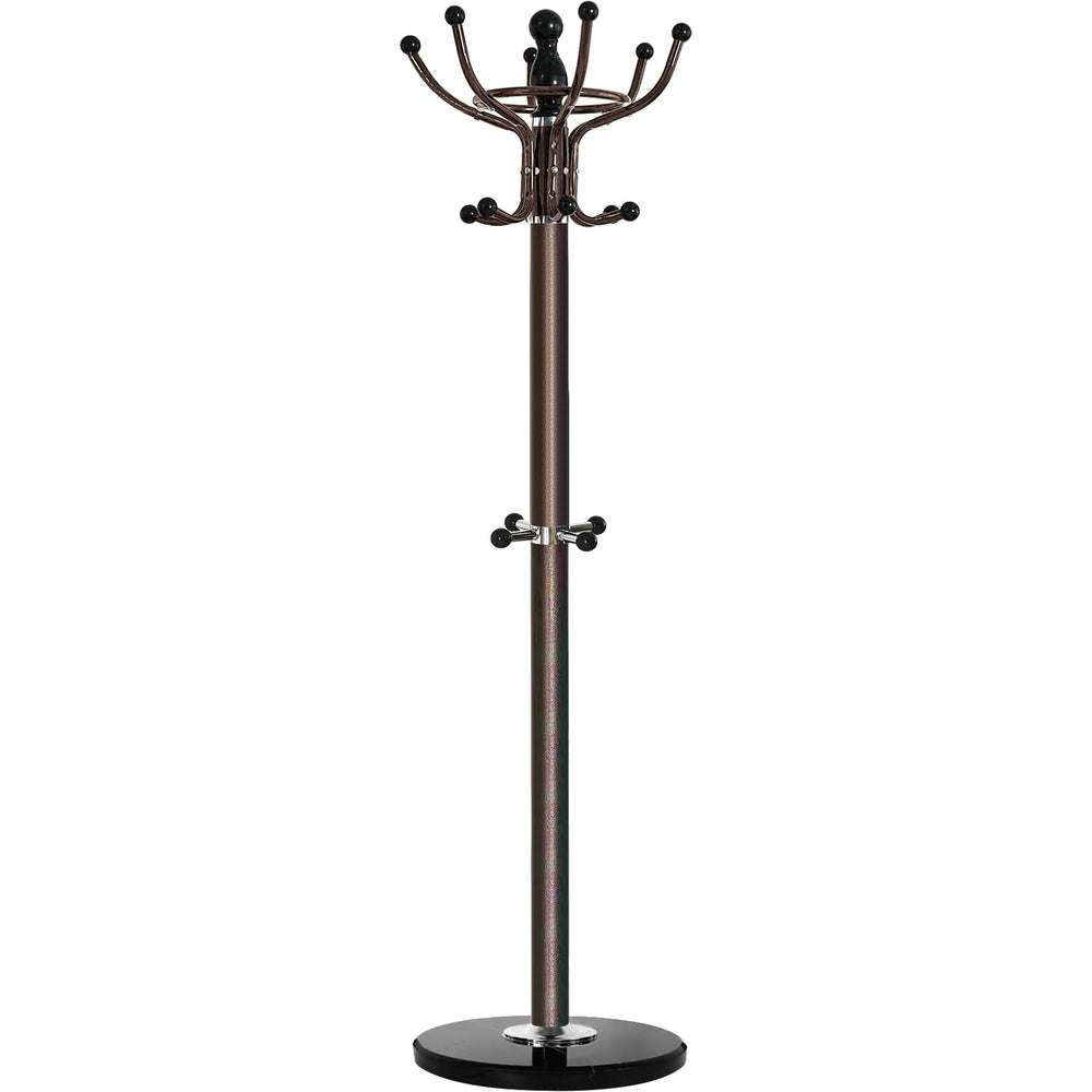 Freestanding Coat Rack with Marble Base & Multi-Hook Hall Tree