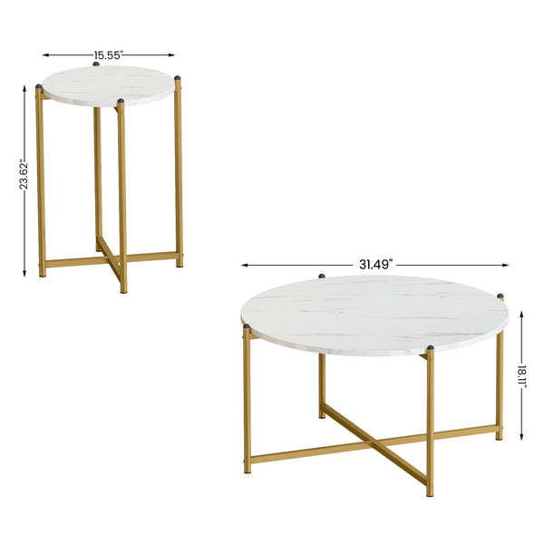 Round Marble Coffee Table Set of 3