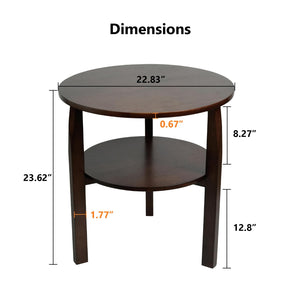 Round Side Table with 2-Tier Shelf