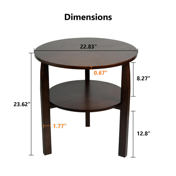 Round Side Table with 2-Tier Shelf