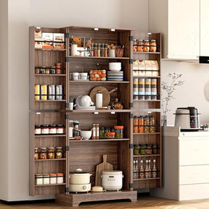 Farmhouse Kitchen Pantry Cabinet with Barn Door