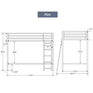 Twin Over Twin Metal Bunk Bed with Ladder and Guardrail
