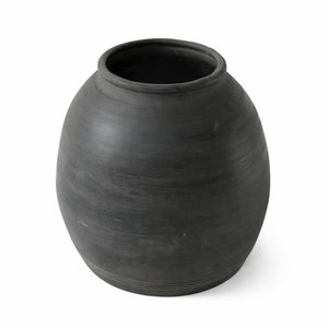 Rustic Gray Ceramic Decorative Vase – 10 Inch Handmade Pottery
