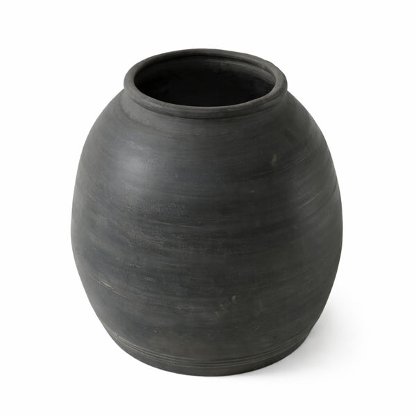 Rustic Gray Ceramic Decorative Vase – 10 Inch Handmade Pottery