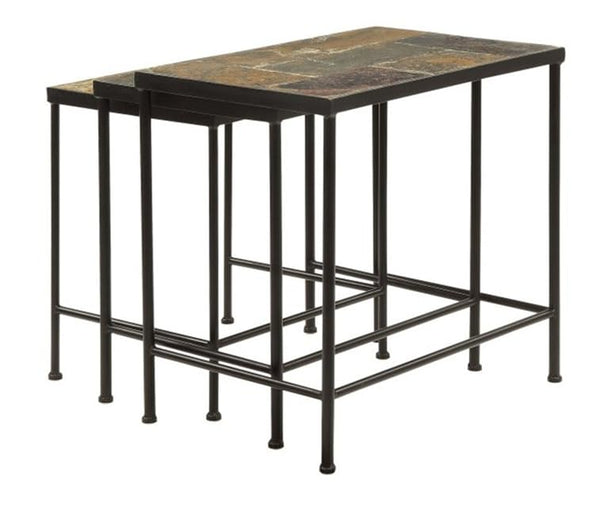 Slate Nesting Tables Set of 3 with Stone Top