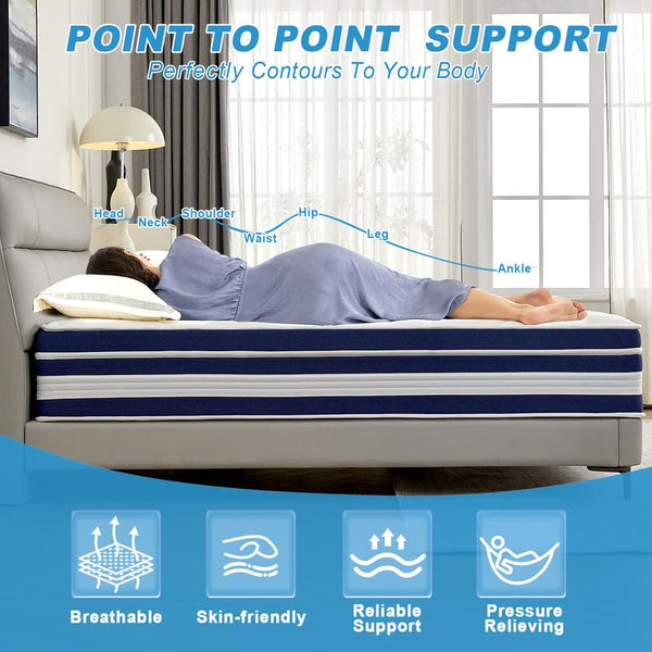 10 Inch Hybrid Memory Foam Mattress in a Box – Medium Firm, CertiPUR-US