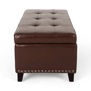 Storage Ottoman with Tufted Lid & Nailhead Trim