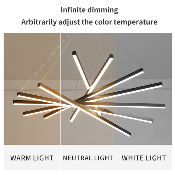 Modern LED Dimmable Chandelier – Black Pendant Light